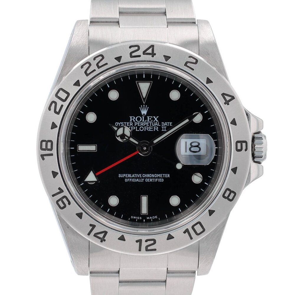 B&P Rolex Explorer II 16570 40mm Black Luminous Dial GMT Bezel Oyster Band